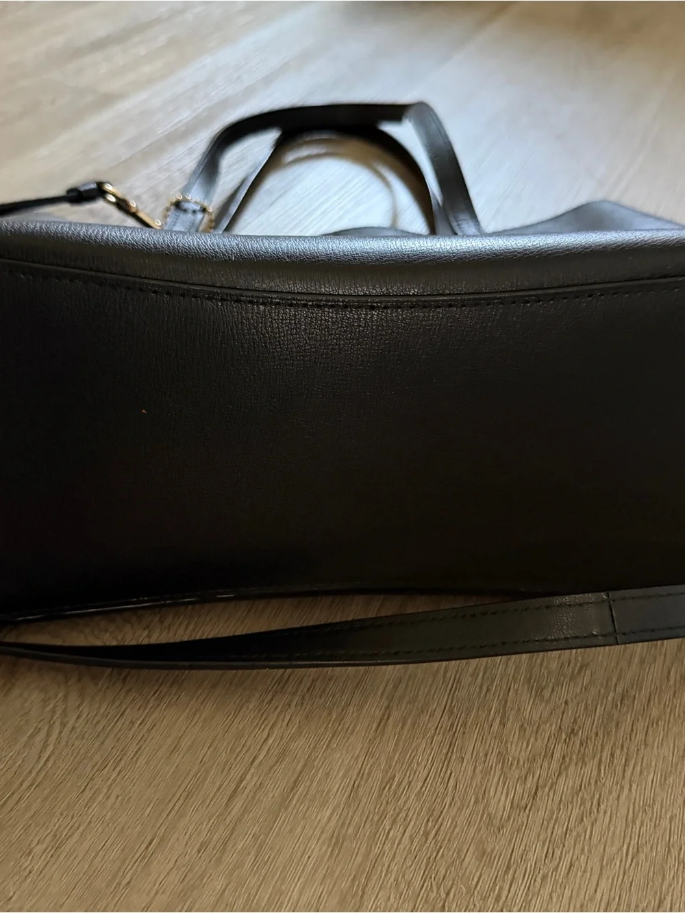 Coach Black Leather Tote with Gold Logo